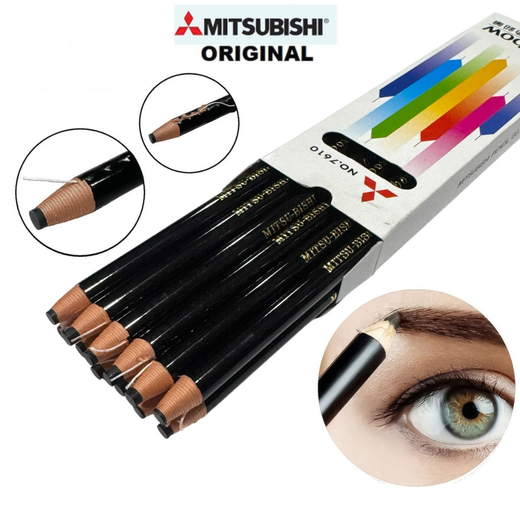Kit 12 Lápis Dermatográfico Mitsubishi 7610 Preto Rainbow - Para Sobrancelhas Micropigmentação em Oferta na Shopee
