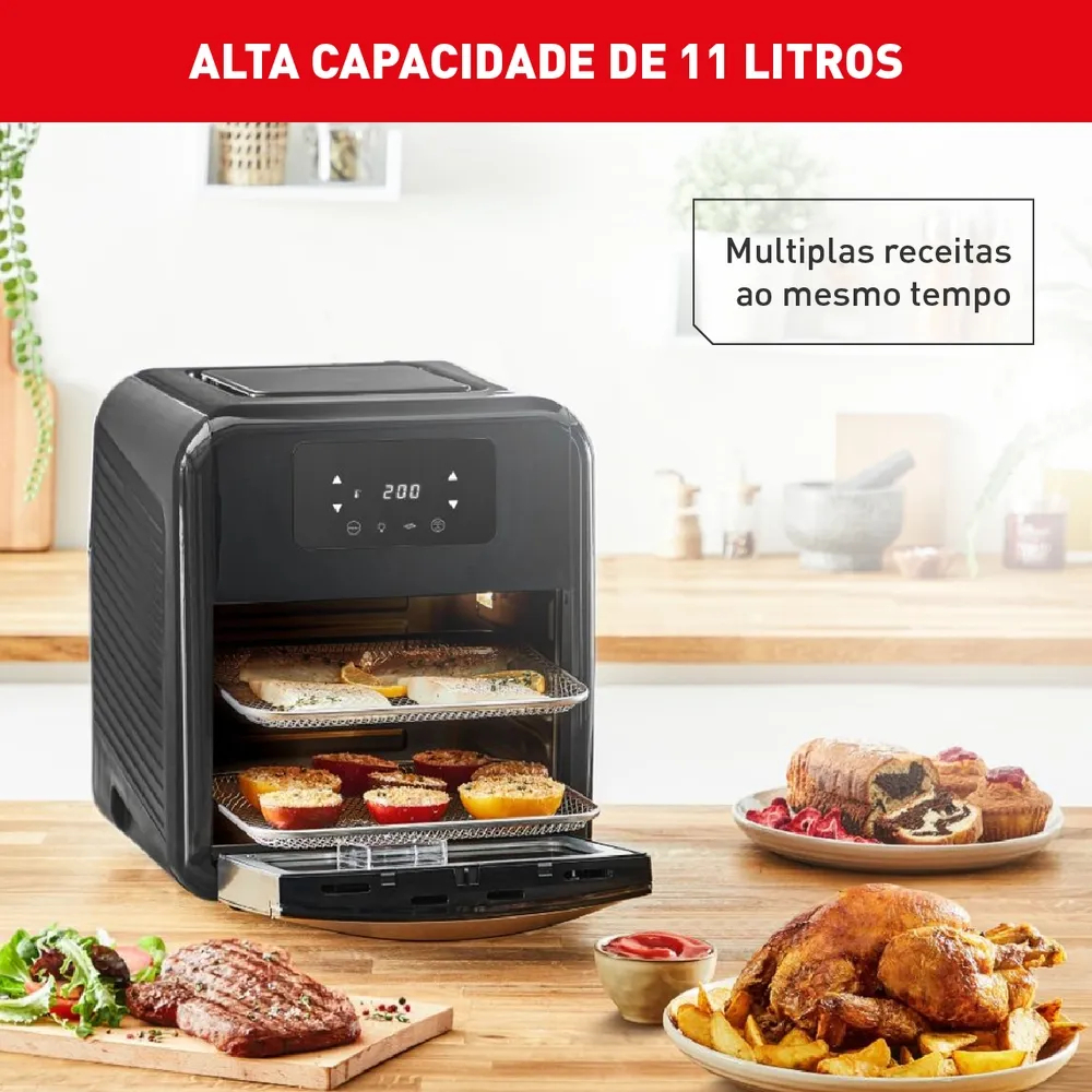 Airfry Oven Grill Arno Expert 9 Em 1 Digital 11l Preta - 110V