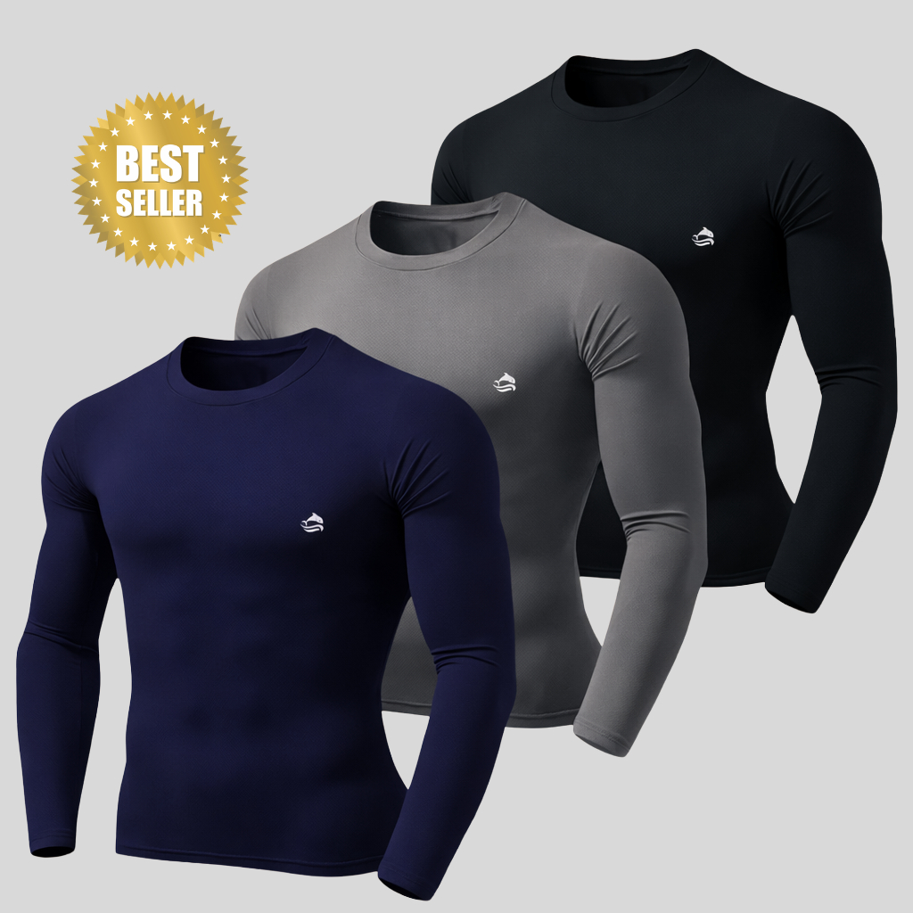 Kit 3 Camisas UV50 Masculina Manga Longa Dry Fit Proteção Solar Academia Pesca Corrida