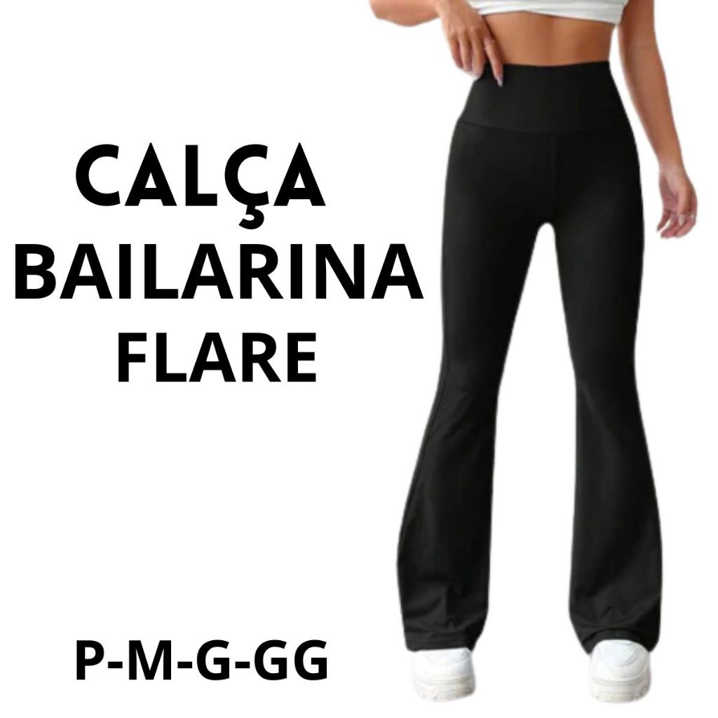 Calça Legging Bailarina Flare Cintura Alta PROMOÇÃO em Oferta na Shopee