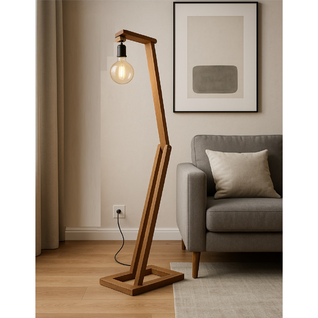 Luminária de Piso Madeira Articulada Design Moderno Industrial Abajur Chão em Oferta na Shopee