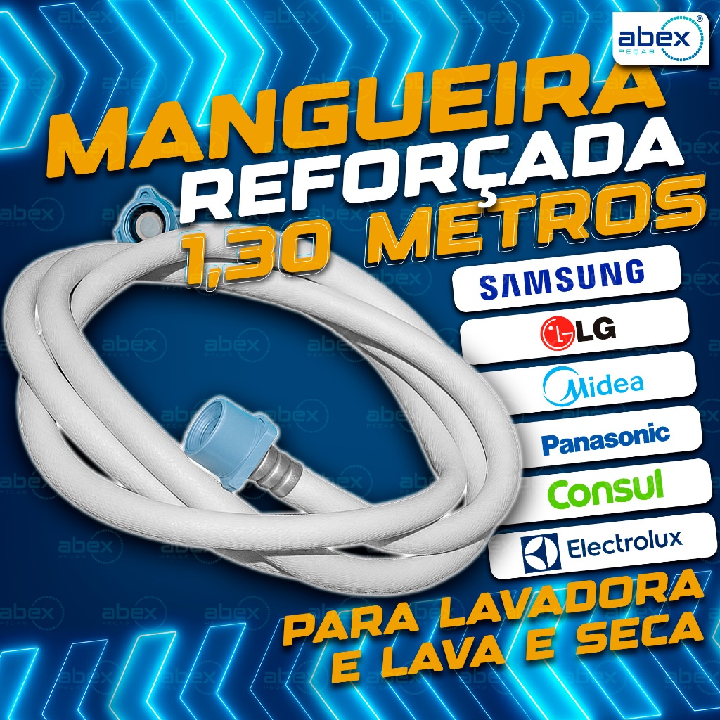 Mangueira De Entrada De Água Para Lavadora Lava Seca Samsung LG 1,30 Metros 3/4 Original Reforçada