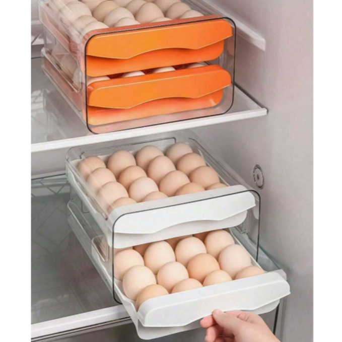 Organizador de Ovos / Porta Ovos Geladeira / Suporte para Ovos 2 Niveis caixa de ovo egg