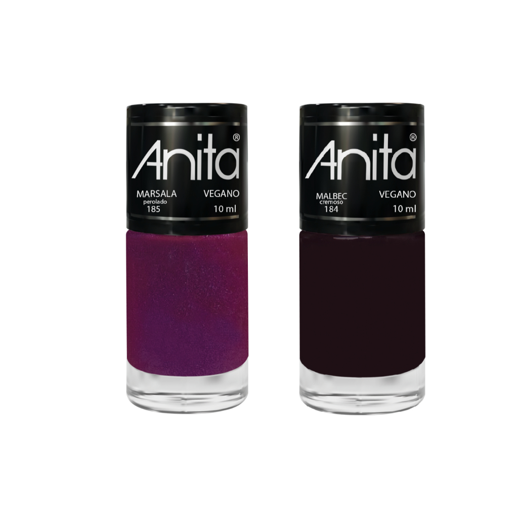 Kit com 2 esmaltes Anita Uvas Malbec e Marsala em Oferta na Shopee