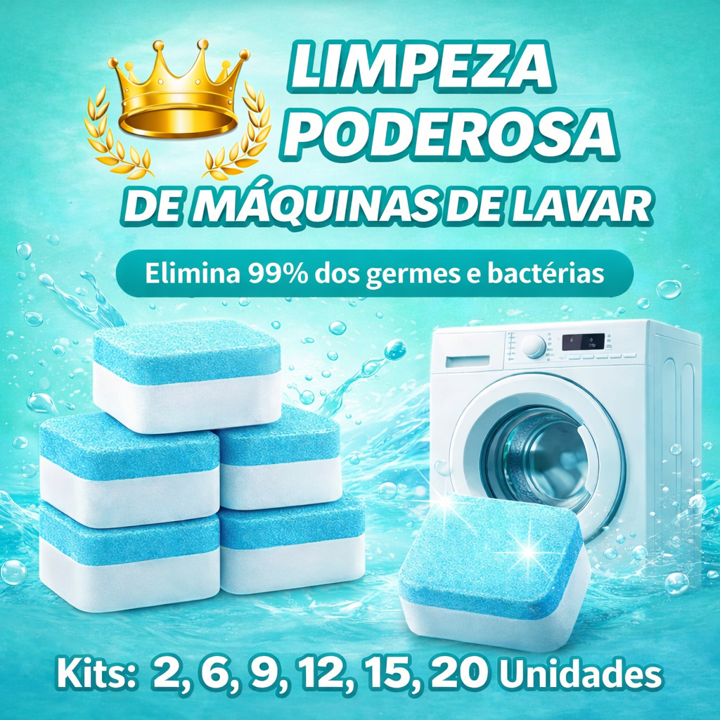 Pastilhas Efervescentes Limpeza Máquina de Lavar Roupas Multifuncional Elimina Odores e Resíduos com Eficiência Kit 12