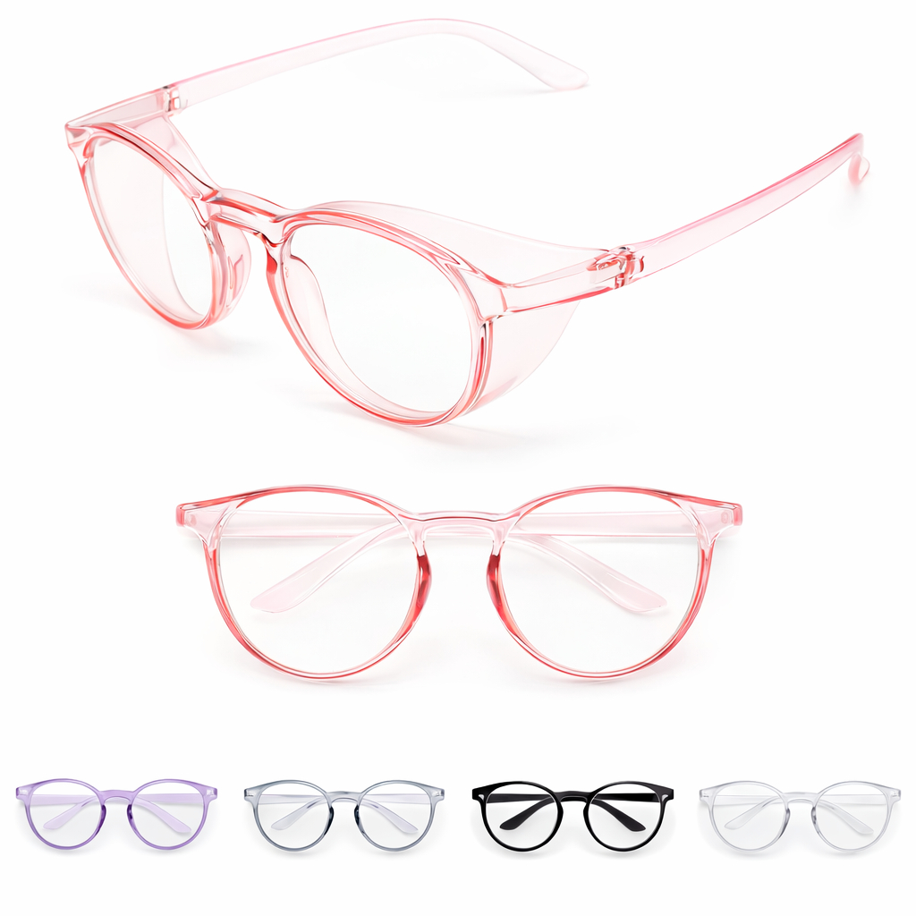 Óculos de proteção segurança redondo moderno e bloqueio luz azul clínica laboratório