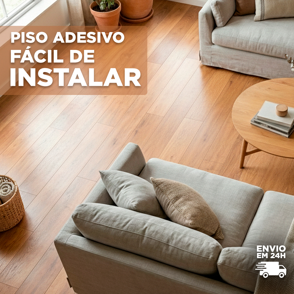 Piso MDF Autocolante Decorativo 45x11 para Renovar Ambiente Interno Seco Sem Quebra ou Obra