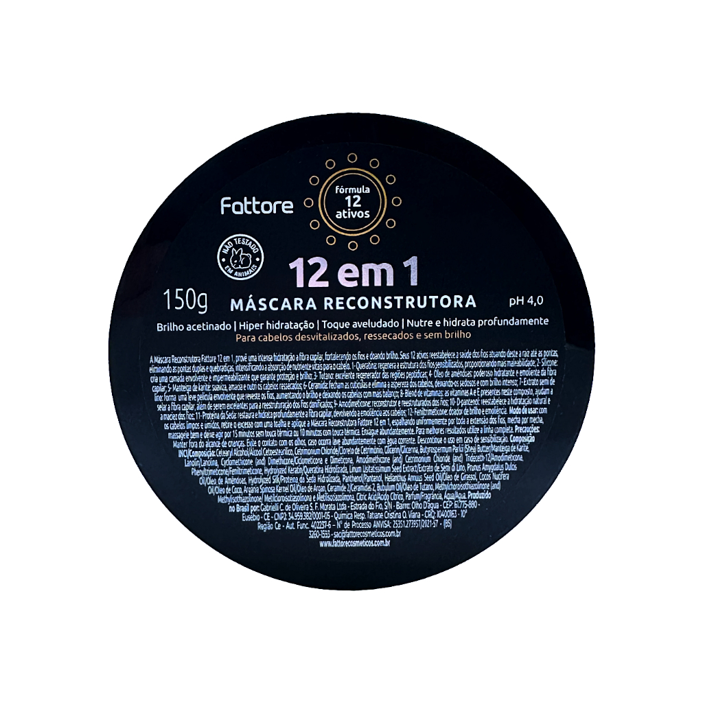 Fattore Máscara de Tratamento 12 em 1 150g – Reconstrução, Força e Brilho em Oferta na Shopee