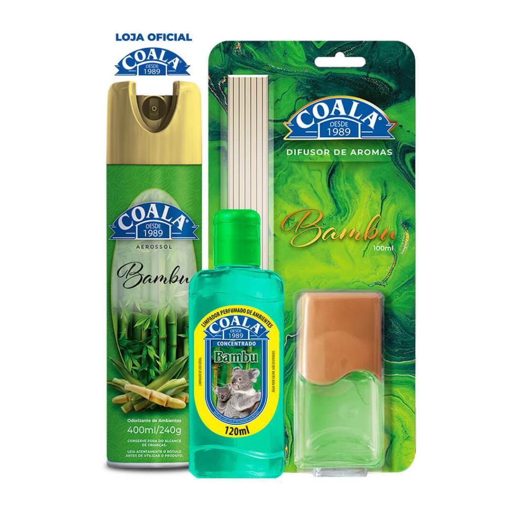 Kit Coala Aerossol + Difusor de Aromas + Limpador Perfumado de Ambientes - Bambu