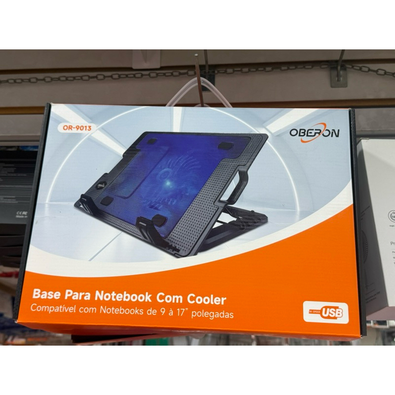Suporte Base Metal P/ Notebook Até 17' Polegadas C/ Cooler Oberon OR-9013