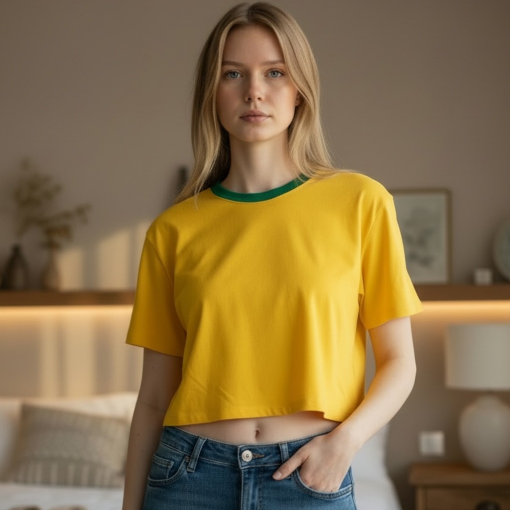 Cropped Feminino da Seleção Brasileira Estampado e Liso Brasil – Perfeito para Torcer na Copa