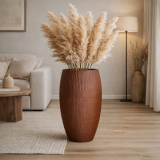 Vaso decorativo p plantas polietileno bambu M 43cm em Oferta na Shopee