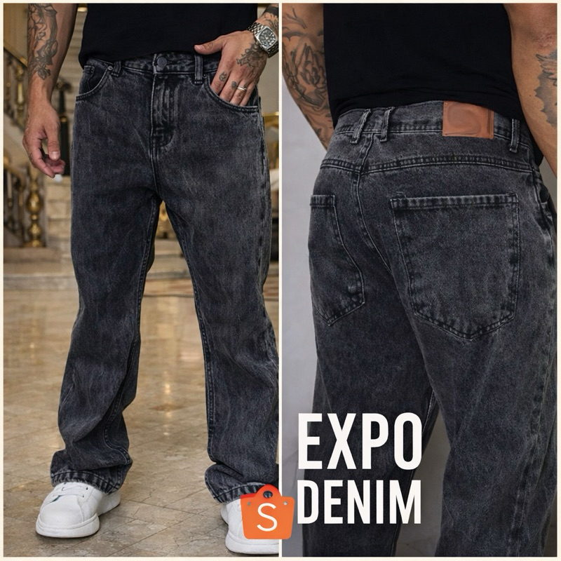 Calça Jeans Balão, Baggy,balao,Reta,grafite,fumanca cinza. (Cinza estonada)urban,street,vintage em Oferta na Shopee