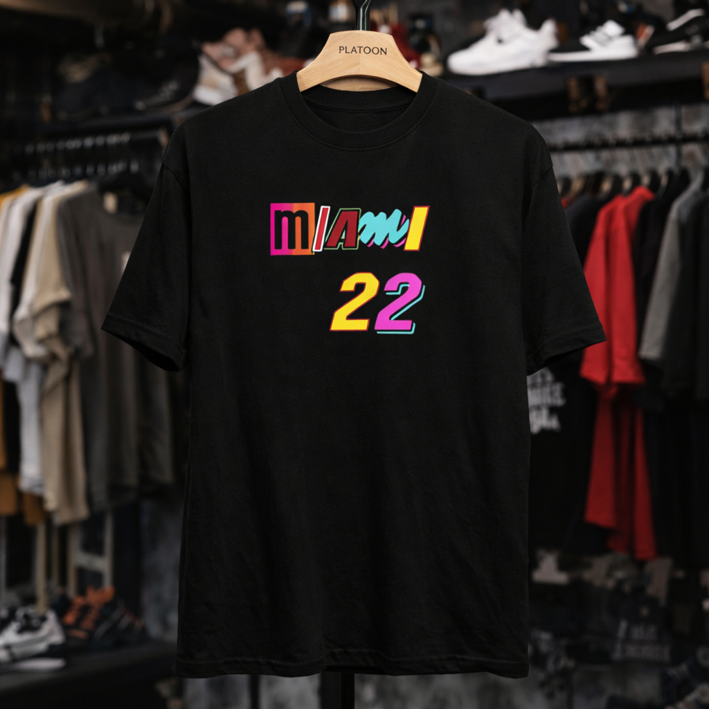 Camiseta Miami 22 Masculina Streetwear Basquete Estampado Gola Redonda 100% Algodão