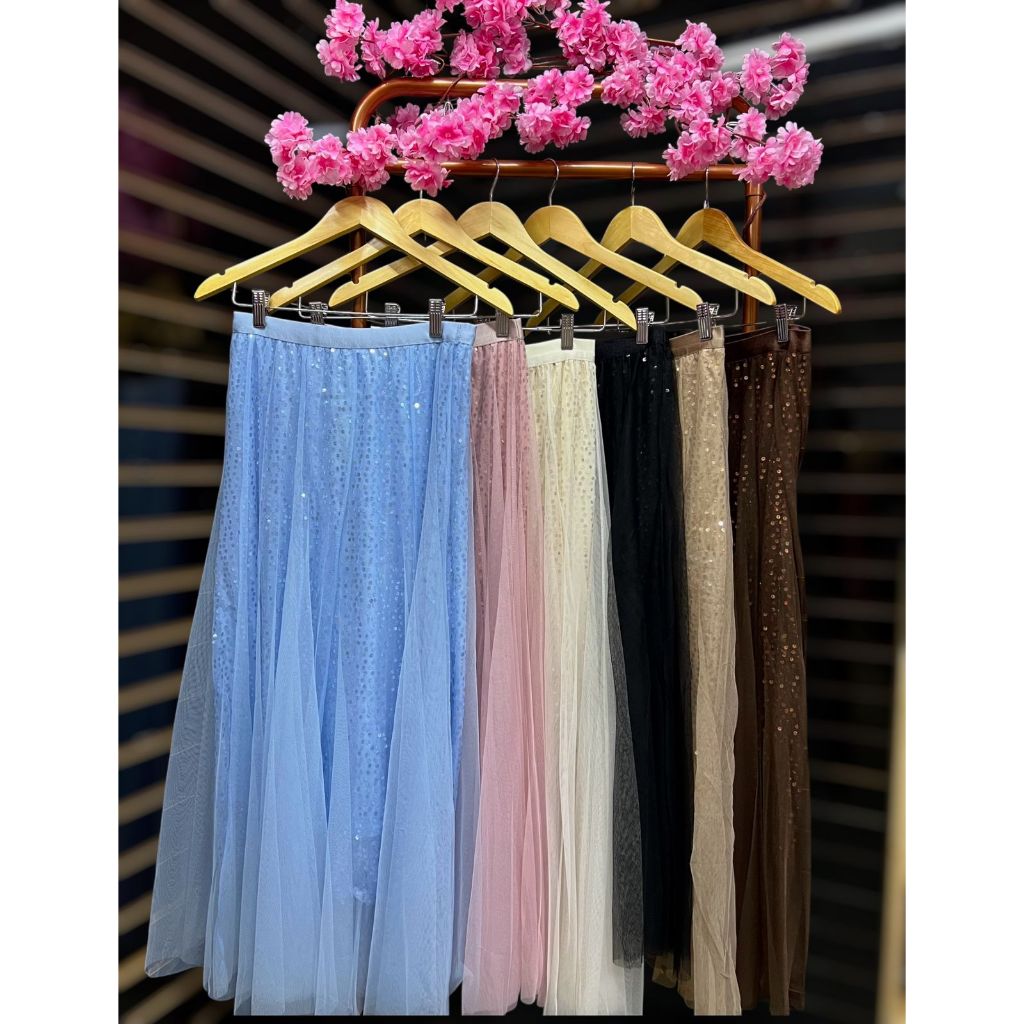 Saia  Longa de Tule Com Paete Lantejoulas Grande de Ótima Qualidade  Tendência  Moda Evangélica em Oferta na Shopee