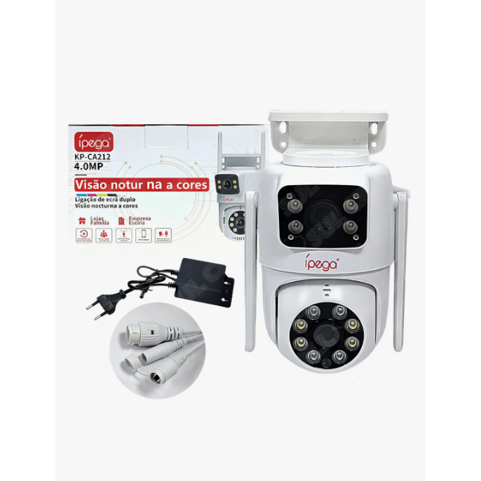 Câmera IP Externa iPega KP-CA212 4MP Wi-Fi Visão Noturna Colorida PTZ 360° App Care Cam