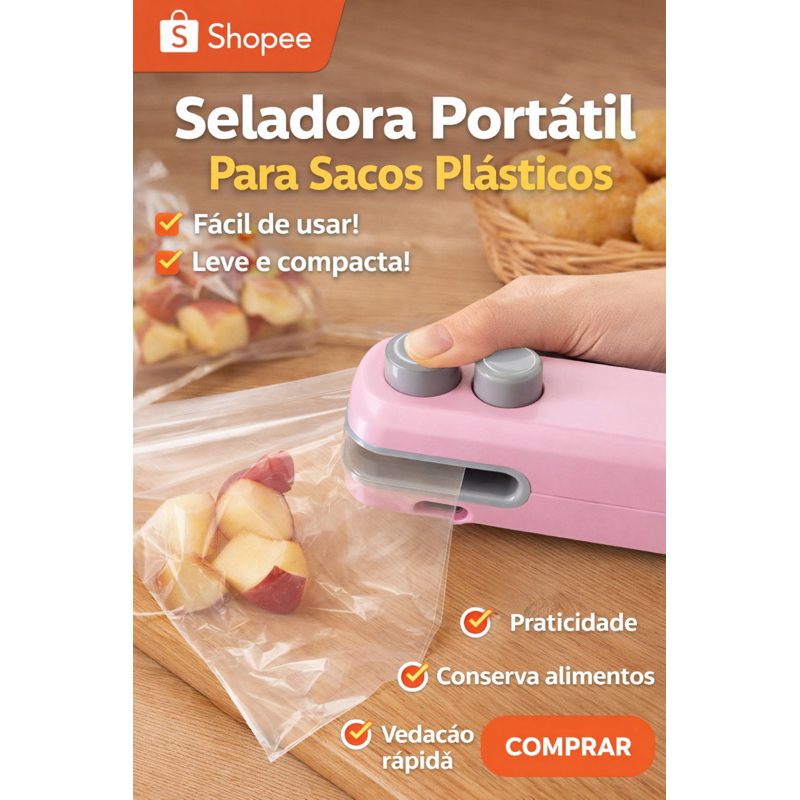 Mini Máquina Seladora Portátil 2 Em 1 Saco Plástico Embalagen Carregamento Usb Elétrica