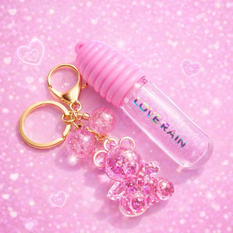 Gloss Labial Glitter Efeito Espelhado – Hidratante – Brilho Intenso – Com Chaveiro Ursinho