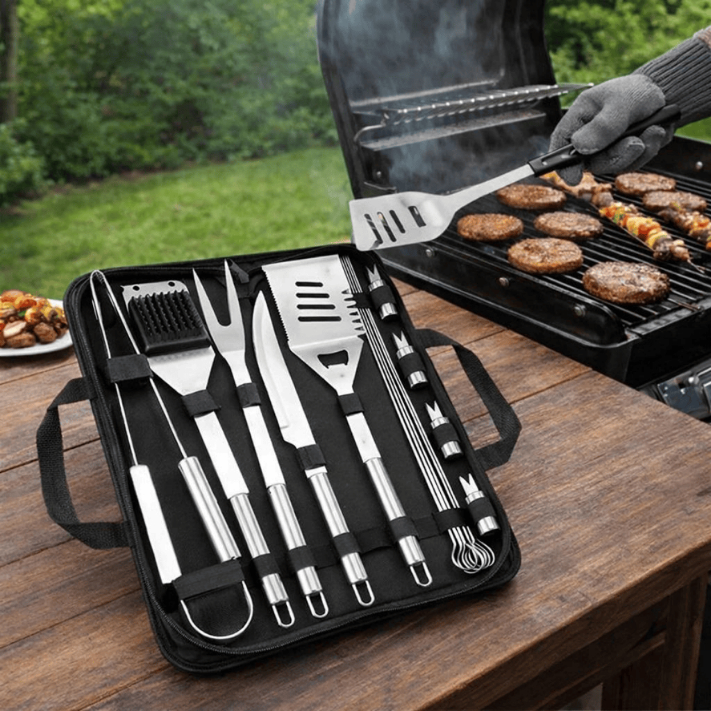 Kit Churrasco Inox Maleta Premium Churrasqueiro Profissional Preto 18 Peças — imagem 2 de 2