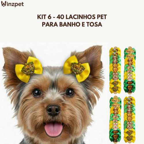 Laços Pet Do Brasil Lacinhos Banho Tosa Pet Tamanho Medio Cetim KIT 40 Laços Tema Copa do Mundo em Oferta na Shopee