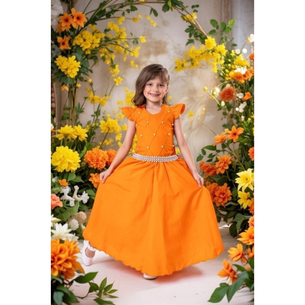Vestido Longo de Festa Infantil Juvenil Ysa Ariane Terracota