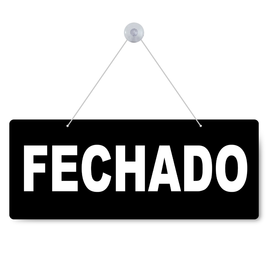 Placa identificação Aberto Fechado Ar Condicionado Preto Comercio Estabelecimento Aviso · foto 2