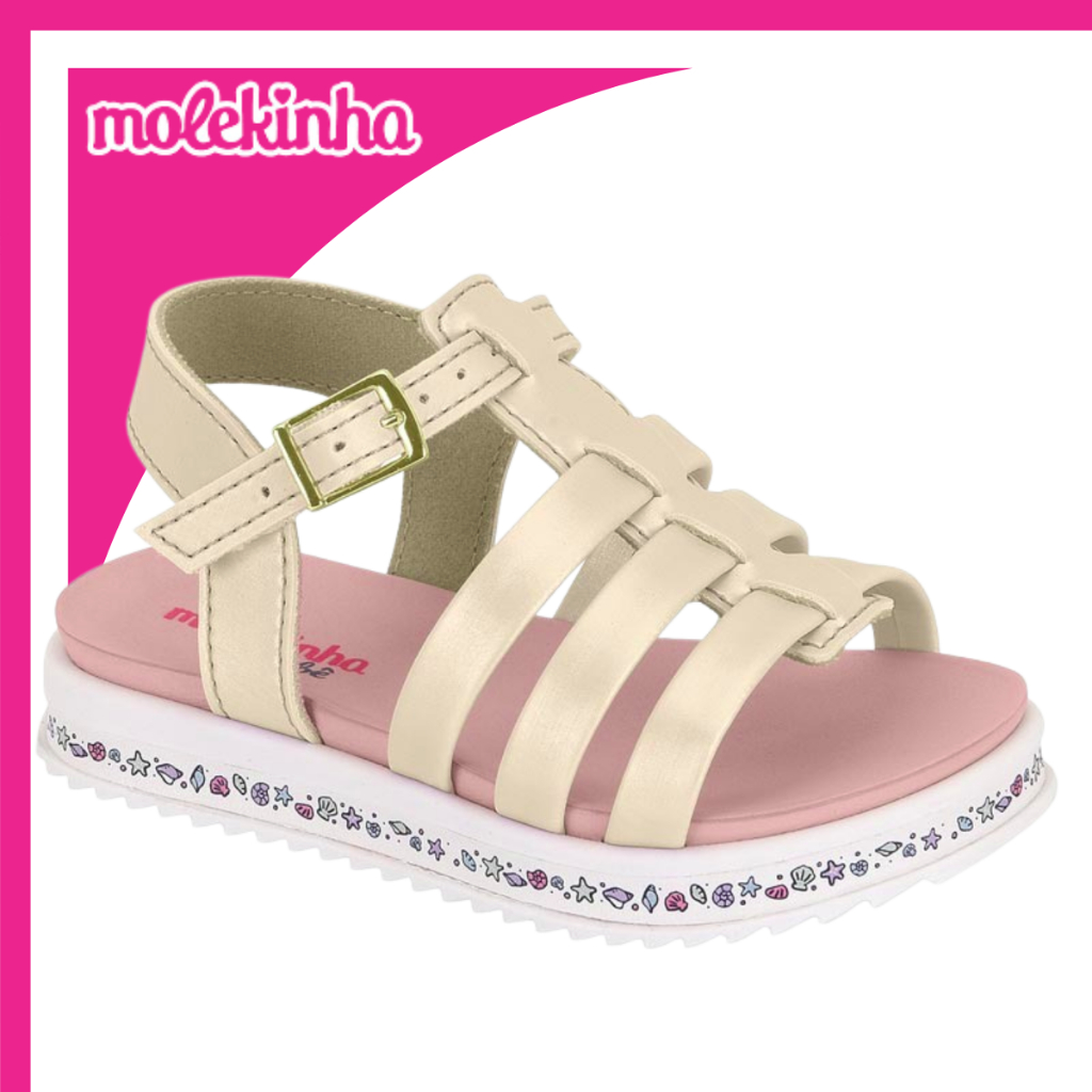 Sandália Infantil Molekinha Baby Papete Confortável Casual 17 ao 21 Fivela Leve