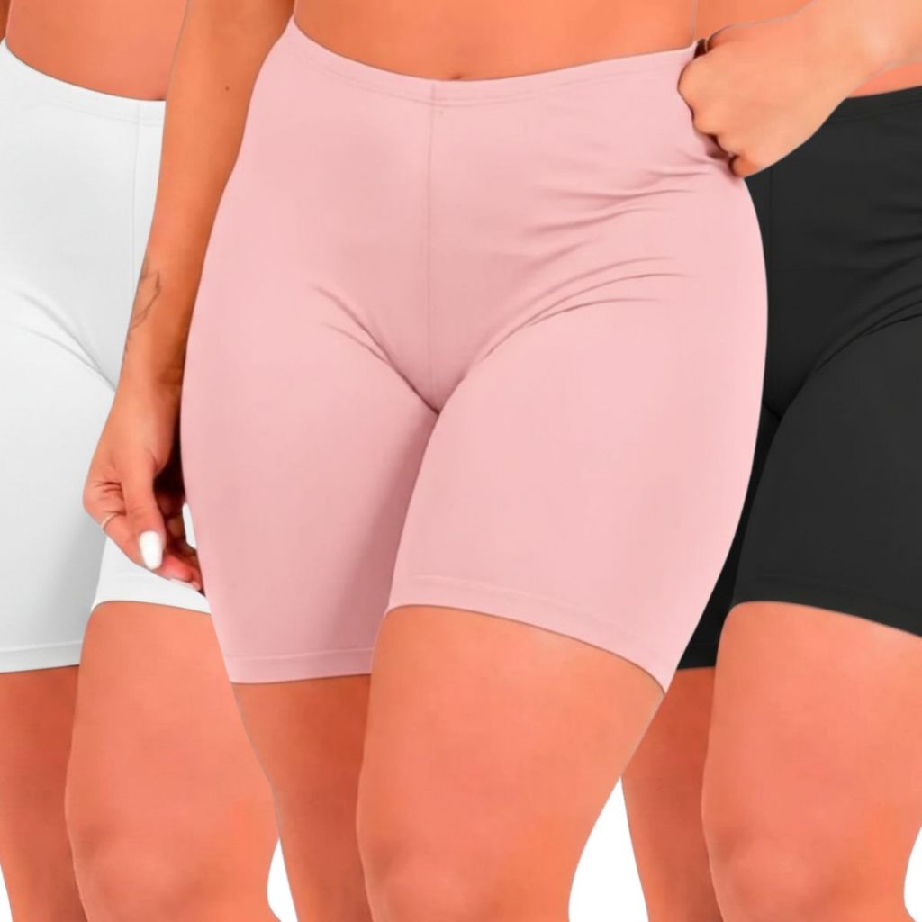 Kit 3 Short Anágua Lingerie Feminino Moda Intima Básico Segunda Pele Dia a Dia Conforto