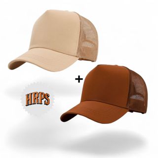 Promoção kit 2 bonés masculinos trucker americano de telinha com regulagem lisos super confortáveis em Oferta na Shopee