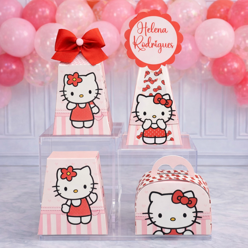 Kit Festa HELLO KITTY/Personalizados HELLO KITTY/Pegue e monte/FAZEMOS TODOS OS TEMAS
