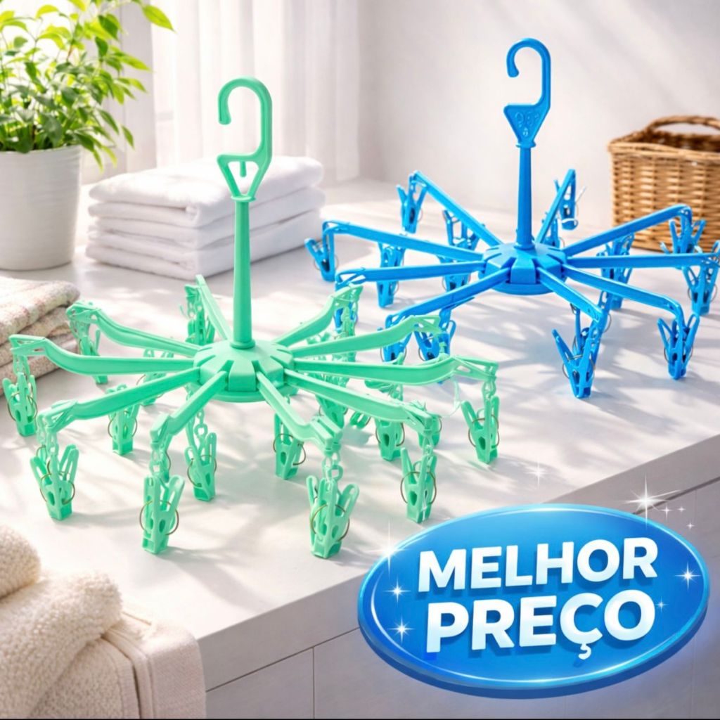 Varal de Roupas Íntimas 18 Prendedores Reforçados – Secagem Prática de Calcinhas, Meias e Cuecas