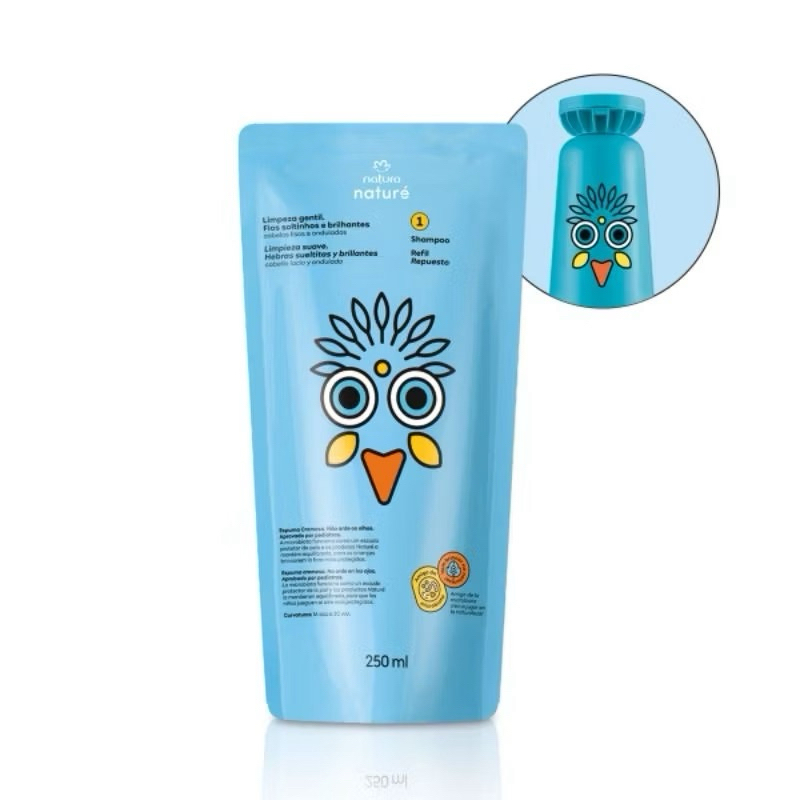 REFIL SHAMPO PARA CABELOS LISOS E ONDULADOS INFANTIL NATURÉ 250ML