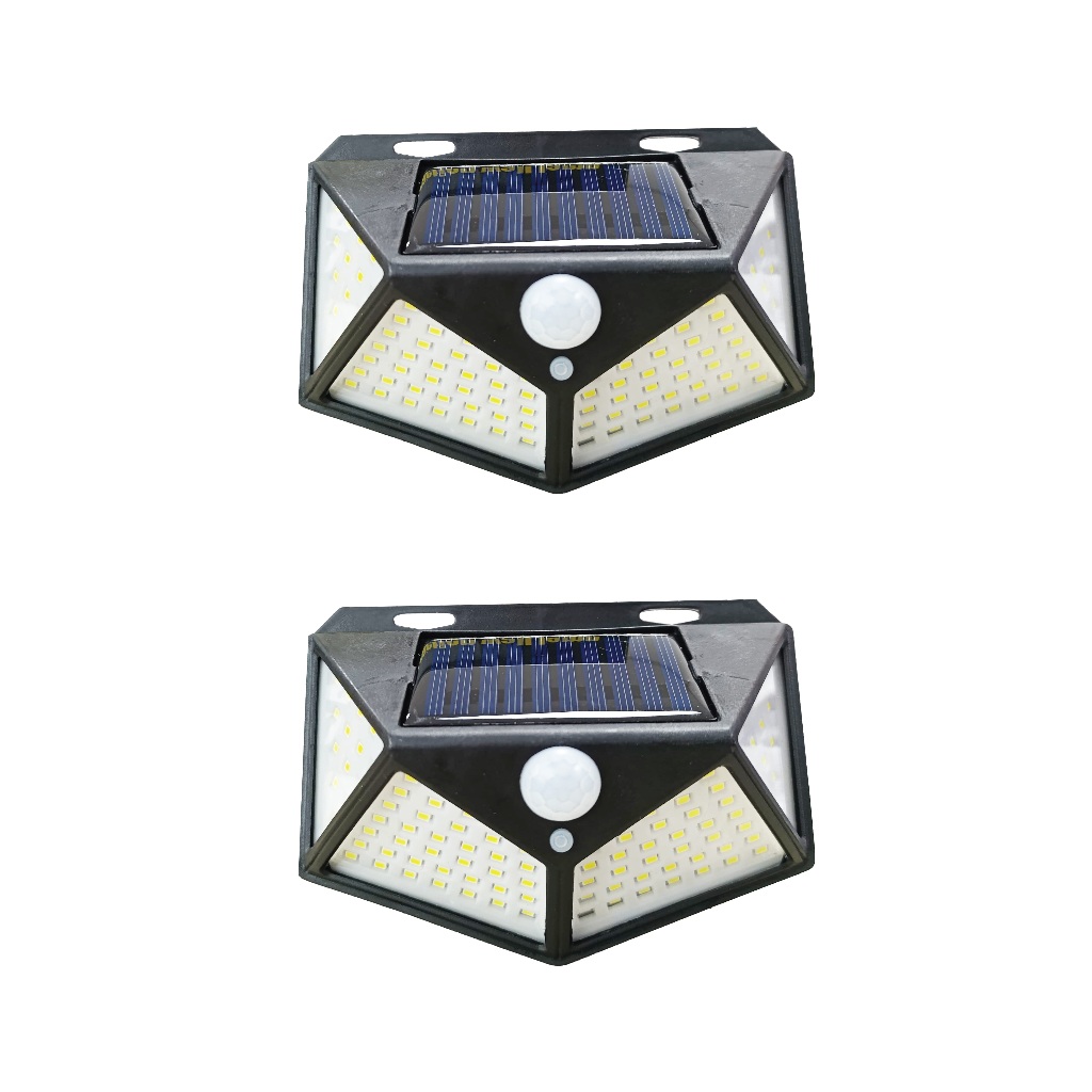 kit 2 Luminária Solar Parede 100 Leds Sensor Presença Com 3 Funções Refletor Arandela Lâmpada em Oferta na Shopee