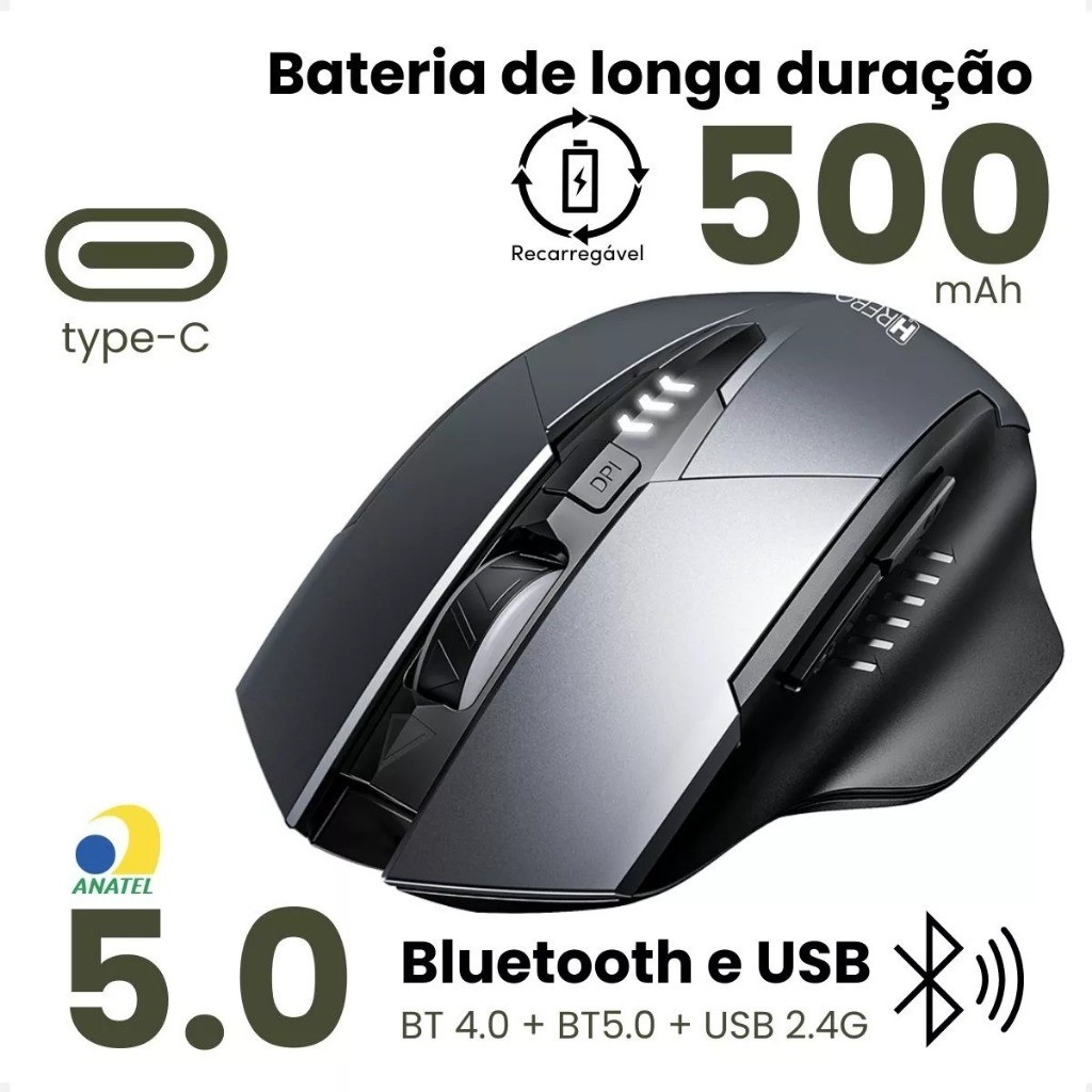 Mouse Sem Fio Hrebos IF-263 Gamer Ergonômico 2.4G Recarregável 1600DPI  Alta Performance