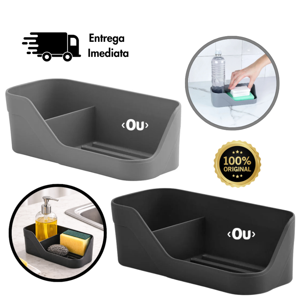 Organizador de Pia Compacto OU Trium – Porta Detergente Esponja Sabão Cozinha Mais Organizada Clean em Oferta na Shopee