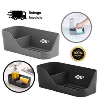 Organizador de Pia Compacto OU Trium – Porta Detergente Esponja Sabão Cozinha Mais Organizada Clean em Oferta na Shopee