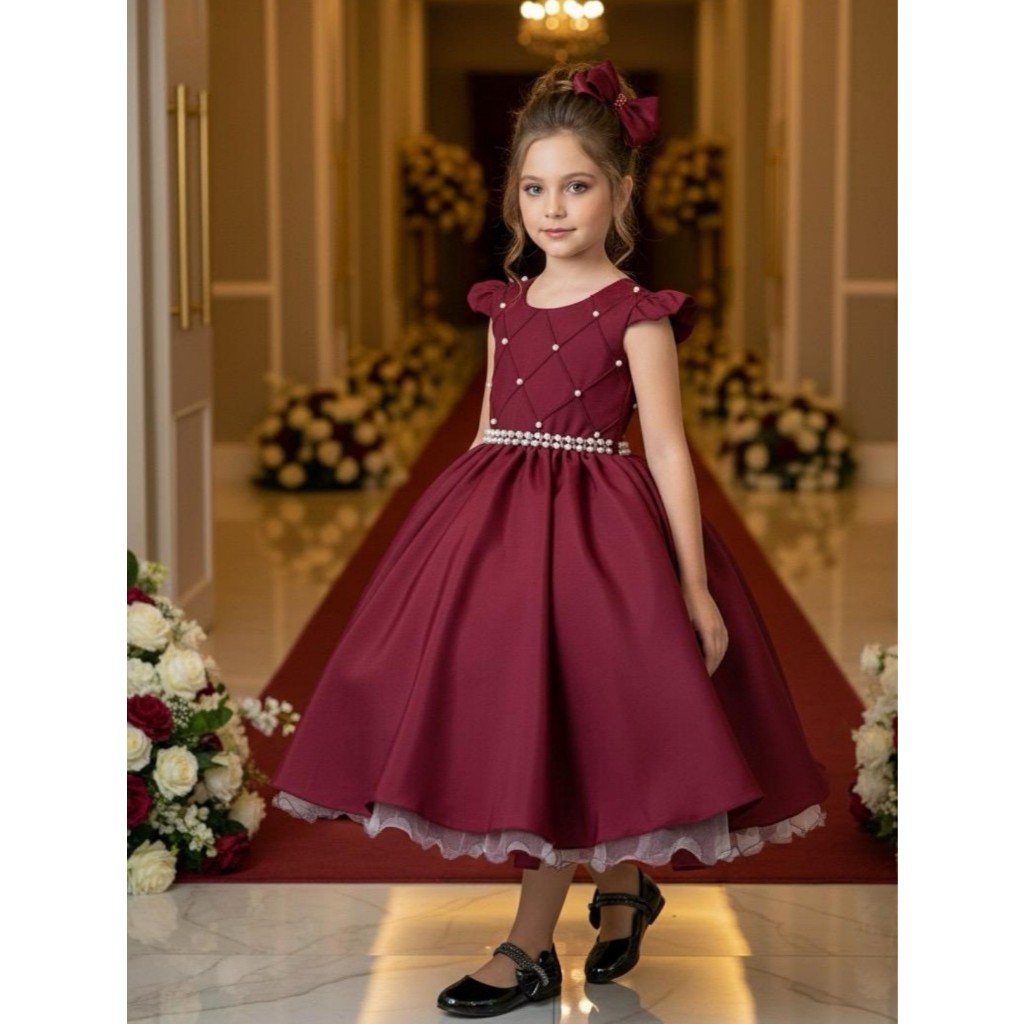 Vestido Longo de Festa Infantil Juvenil Ysa Ariane Marsala
