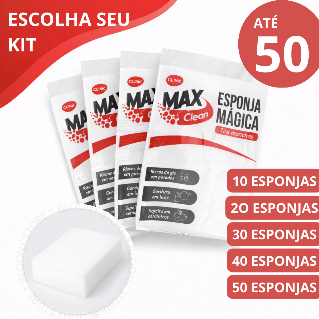 Kit Esponja Mágica Branca Melamina Limpeza Tira Manchas Bucha Multiuso  10/20/30/40/50 Unidades