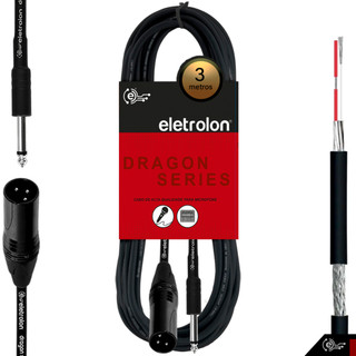 Cabo Plug P10 Mono Para XLR Macho Bateria Instrumentos Teclado Mesa Som Caixa Ativa - Disponível em Vários Metros