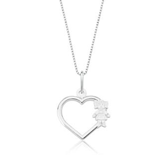 Colar Feminino de Prata 925 Coração Filhos em Oferta na Shopee