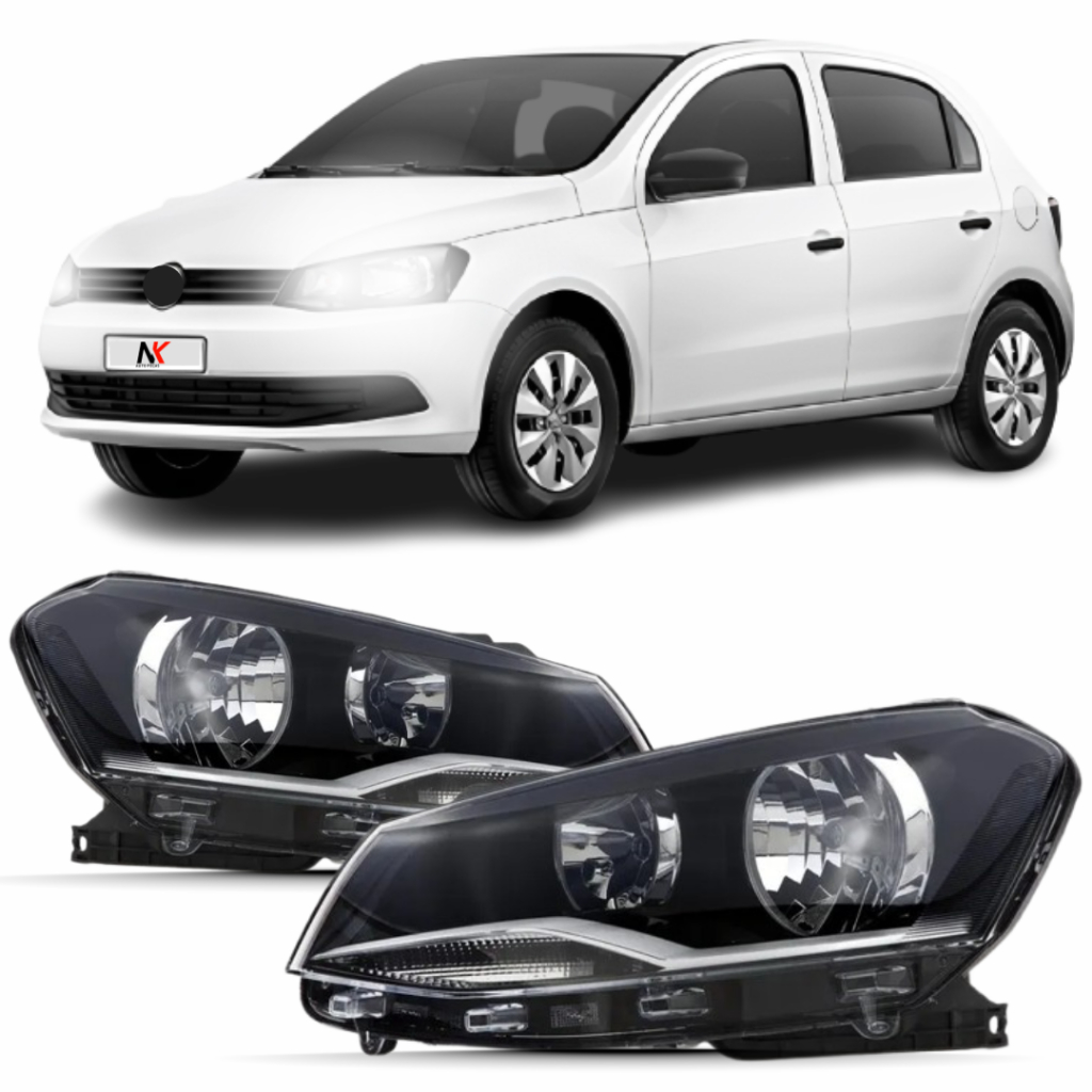 Par/Un Farol Dianteiro Gol G6 Voyage 2013 2014 2015 2016 Foco Duplo Mascara Negra em Oferta na Shopee