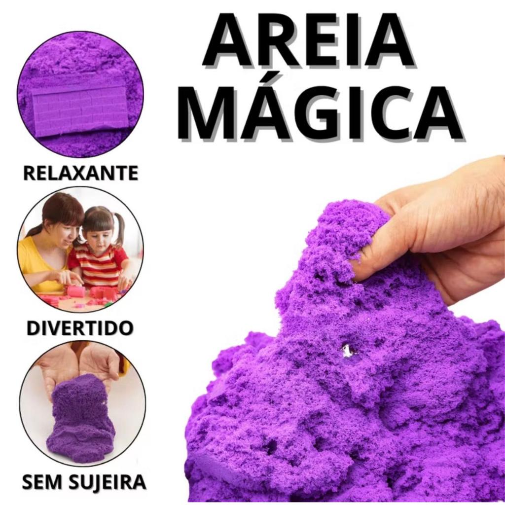 Areia Cinética Infantil, Massinha De Modelar Com 6 Forminhas, Massa Magica, Brinquedos Para Crianças, Praia em Casa