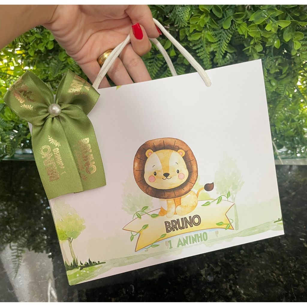 PEGUE E MONTE Sacolinha Surpresa Personalizada Leãozinho Safari | Lembrancinhas | Festa Aniversário | Lancheirinha