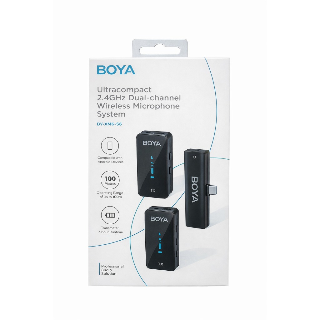 Sistema Microfone Lapela Boya By-xm6-s6 Usb C 2.4G Preto