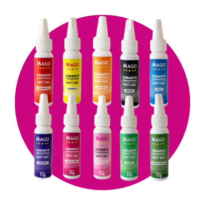 Kit 10 Unidades Corante Alimentício Soft Gel MAGO 15g I Cores vibrantes para Bolos e Doces