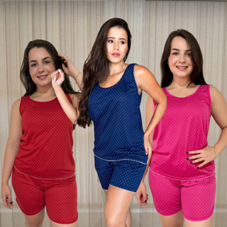 Babydoll Pijama Feminino Regata com Picueta Confortável Leve Verão em Oferta na Shopee