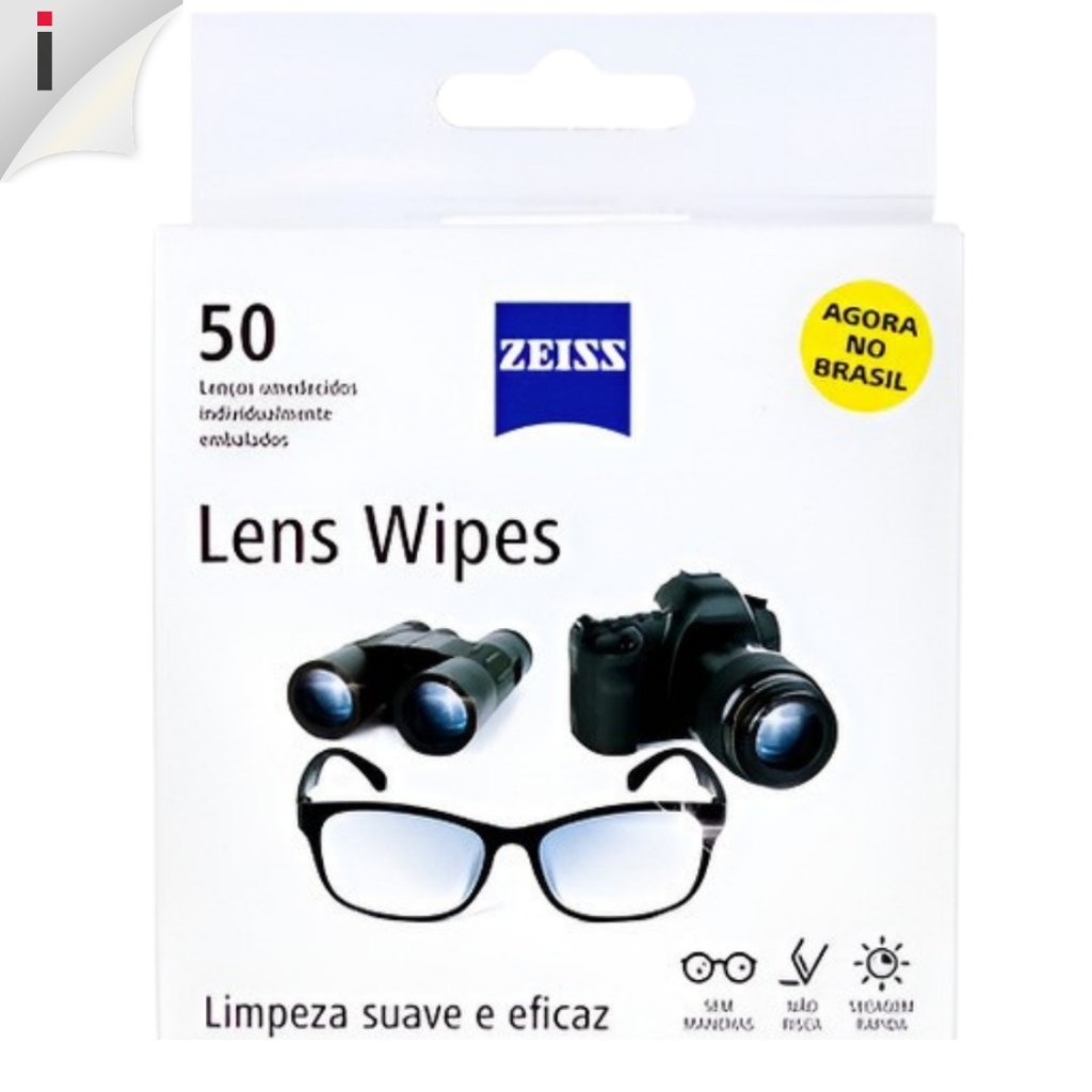 Kit 50 Lens Wipes Zeiss Lenços de Limpeza de Óculos  Pré umedecidos Lentes Oticas Telas em Geral em Oferta na Shopee