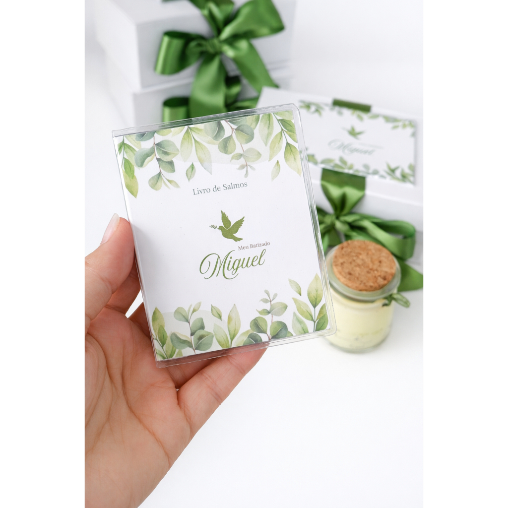 Kit Mini Livro de Salmos Personalizado para Batizado, Eucaristia, casamento – Lembrancinha Religiosa com Nome