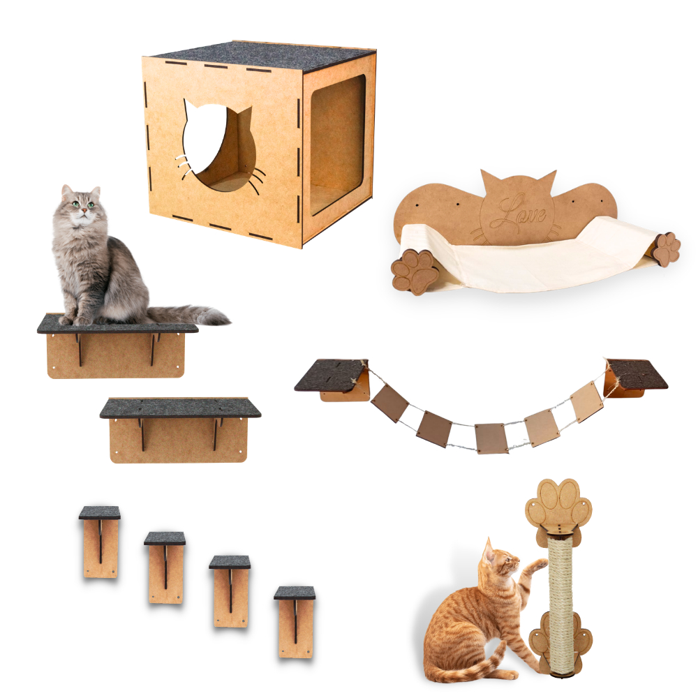Playground Gatos 10pçs Suspenso Rede Degraus Nicho Circuito Parede  Gato Anti Stress Diversão Pet