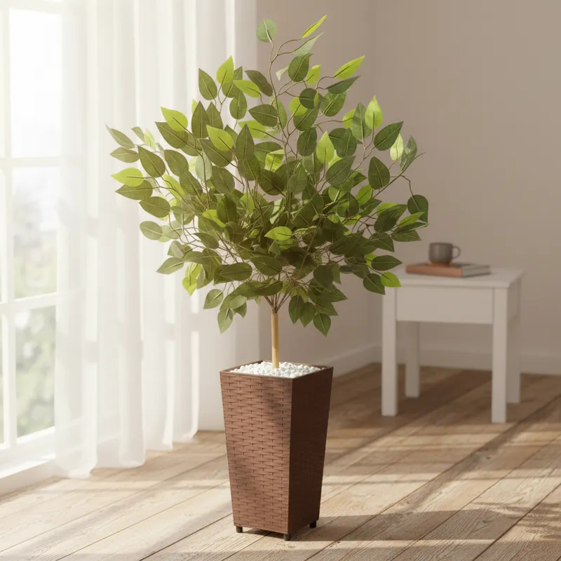Planta Artificial Fícus Real Toque Com Vaso Decoração em Oferta na Shopee
